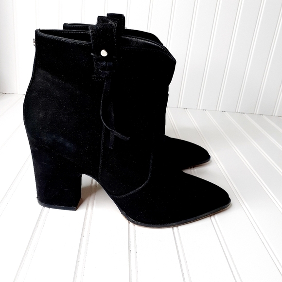 Sam Edelman Western Black Suede Leather Booties E876 - Picture 4 of 15